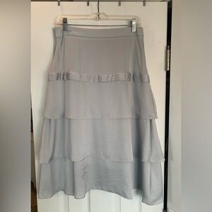 Banana Republic Light Gray A-Line Tiered Midi Skirt